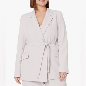 The Drop Women's Ren Wrap-Front-Belted Blazer Lilac Marble XL